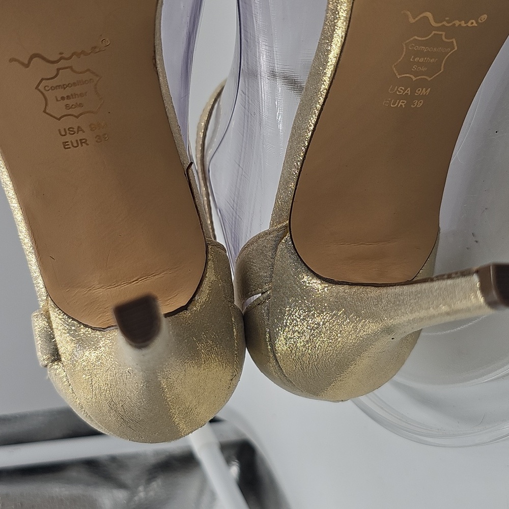 K NINA WOMENS SIZE 9m GOLD 4” HEELS - Picture 9 of 11